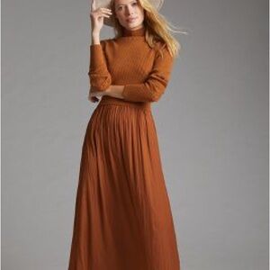 Anthropologie Layered Mock Neck Sweater Maxi Dress